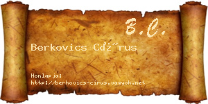 Berkovics Círus névjegykártya